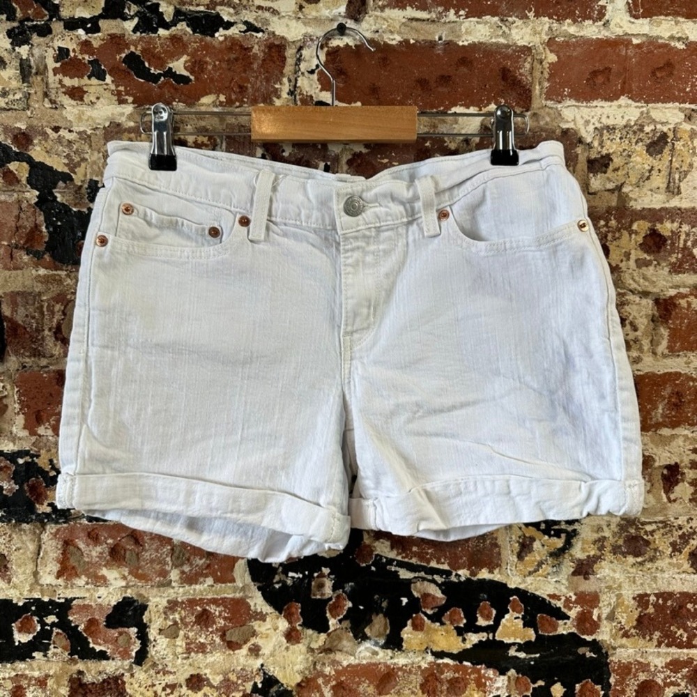 Levi's Denim White Jean Shorts Womens 29 Distressed - 33x4.5"
